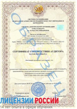Образец сертификата соответствия аудитора №ST.RU.EXP.00006191-1 Сковородино Сертификат ISO 50001